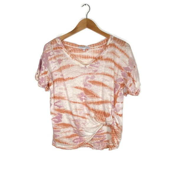 Young Fabulous and Broke YFB Size S Tie Dye Linen Short Sleeve Top Side Accent - Picture 1 of 8